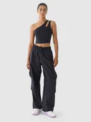 Spodnie damskie - 4F Spodnie oversize cargo damskie 4F x Anna Lewandowska - czarne XS - miniaturka - grafika 1