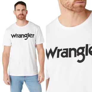 Wrangler LOGO TEE BIAŁY T-SHIRT Z LOGO REGULAR FIT S - Koszulki męskie - miniaturka - grafika 1