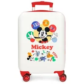 Walizki - Joumma Disney Mickey Peek a Boo Walizka kabinowa biała 33 x 50 x 20 cm sztywne zapięcie szyfrowe ABS z boku 28,4 l 2 kg 4 koła podwójny bagaż ręczny, biała, walizka kabinowa - miniaturka - grafika 1