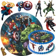 Batoniki - OPŁATEK NA TORT AVENGERS + TEKST + POSTACIE JADALNA DEKORACJA - miniaturka - grafika 1