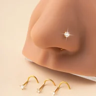 Inne - TEMU 4-częściowy zestaw, modne syntetyczne zirconia wklęsłe naszywki do nosa, wielokształtowe pierścienie do nosa ze stali nierdzewnej, zakrzywione - miniaturka - grafika 1