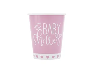 Kubeczki różowe na Baby Shower - 270 ml - 8 szt. - Dekoracje i nakrycia stołu na imprezę - miniaturka - grafika 1
