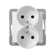 Gniazdka elektryczne - LEDart podwójne z uziemieniem, bez ramki - Ospel Impresja GP-2YRZ/m/00, kolor biały, 16A/250V - miniaturka - grafika 1