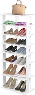 Szafki na buty - COSTWAY 8-poziomowy stojak na buty z regulacją wysokości, oszczędzający miejsce drewniany stojak na buty, pionowy organizer na buty, wolnostojący stojak narożny do wejścia, przedpokoju (biały, 45 x 25 x 110 cm) - miniaturka - grafika 1