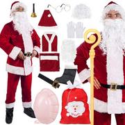 Stroje karnawałowe - Strój św. Mikołaja 13 elementów, kostium na Mikołajki przebranie świąteczne czerwone - miniaturka - grafika 1