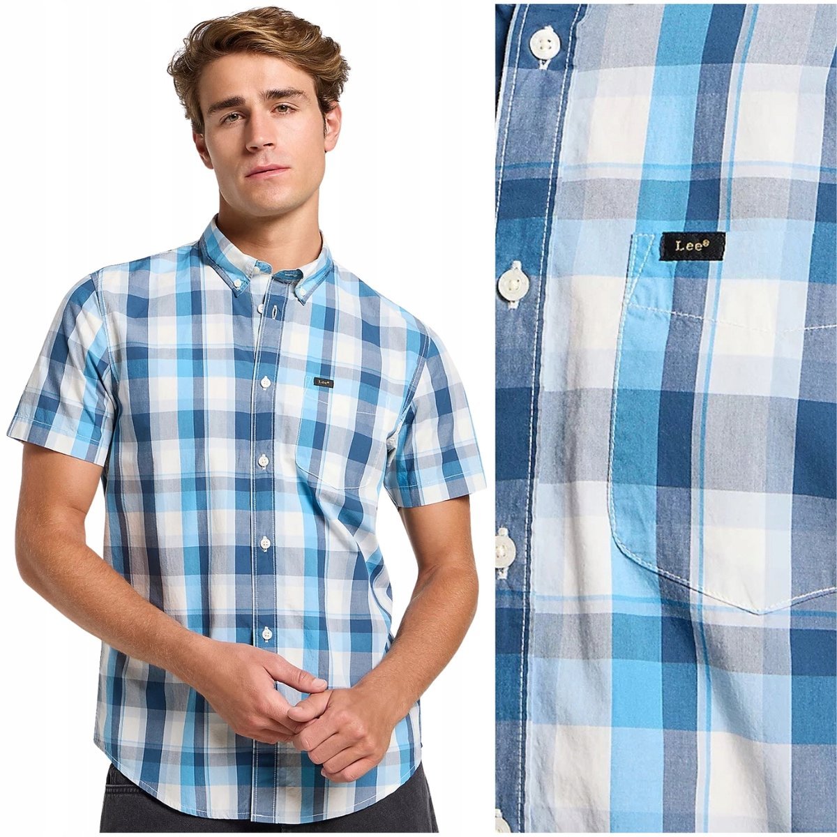 Lee BUTTON DOWN SS Orion bawełniana koszula w kratę krótki rękaw REGULAR S