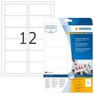 Etykiety do drukarek - HERMA samoprzylepne usuwalne, wielofunkcyjne etykiety, 12 etykiet na arkusz A4, 300 etykiet do drukarek, duże, 88,9 x 46,6 mm (10010) - miniaturka - grafika 1