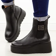 Botki damskie - Czarne botki damskie na platformie Vinceza 58551 - miniaturka - grafika 1