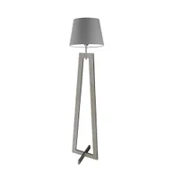 Lampy stojące - Drewniana lampa podłogowa z szarym abażurem KOS  - miniaturka - grafika 1
