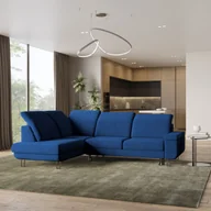 Pościel - Masseno Narożnik LERMA R-S z funkcją spania i pojemnikiem na pościel Kształt L, Rozkładana sofa, Rogówka - Niebieski, MONOLITH 77 - miniaturka - grafika 1