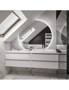 Okrągłe lustro na poddasze ścięte boki z podświetleniem - OLGA LED, Dostępne wymiary: Średnica 100cm - Lustra - miniaturka - grafika 1