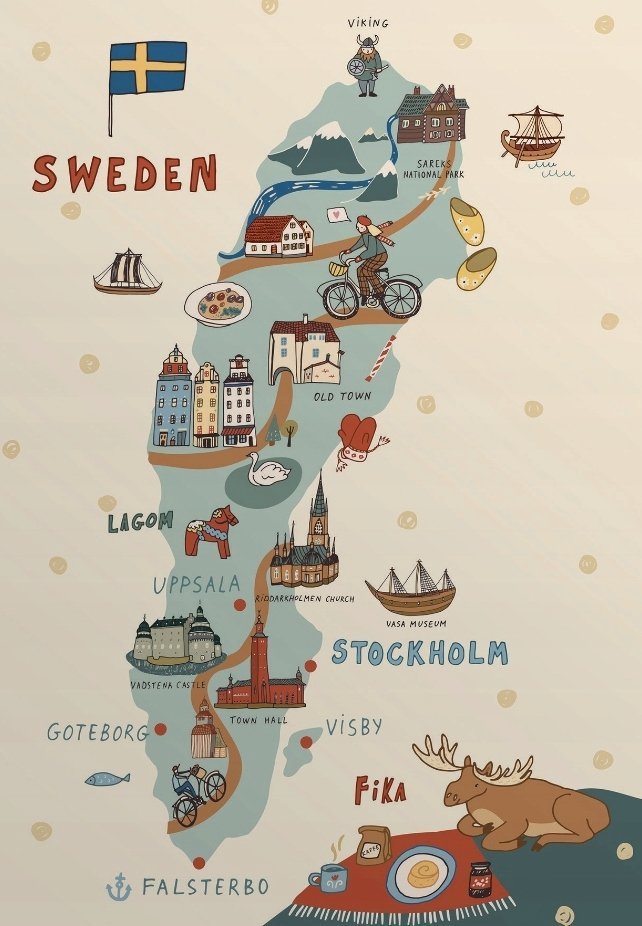 PUZZLE Szwecja podróżniczy mapa Szwecji + IMIĘ Pudełko 120 el.