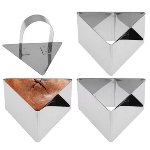 Forma obręcz trójkątna pierścień do formowania potraw ciast deserów stalowe foremki do dań 3 sztuki kod: O-259119-T - Formy do ciast - miniaturka - grafika 1