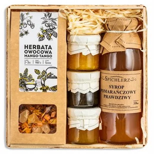 Kosz upominkowy ZESTAW syrop herbata - Zestawy upominkowe - miniaturka - grafika 1