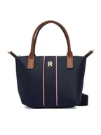 Torebki damskie - Tommy Hilfiger Torebka Popette Mini Tote Corp AW0AW17707 Granatowy - miniaturka - grafika 1