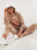 Dresy damskie - Welurowy komplet damski VIP PRIVATE kamelowy Dstreet AY0871-S/M - miniaturka - grafika 1