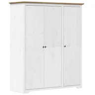 Szafy - Szafa BODO, biało-brązowa, 146x53,5x173 cm, lite drewno sosnowe - miniaturka - grafika 1