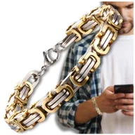 Bransolety męskie - Bransoletka męska stal chirurgiczna złota srebrna pancerka łańcuch - miniaturka - grafika 1