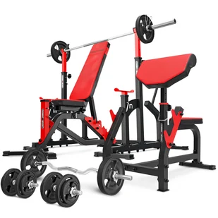 Zestaw do treningu siłowego Marbo Sport ławka regulowana i stojaki pod sztangę - Ławki treningowe - miniaturka - grafika 1