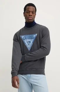 Guess bluza bawełniana TRIANGLE męska kolor szary z kapturem z aplikacją M4BQ17.KCIF1 - Bluzy męskie - miniaturka - grafika 1