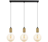 Lampy sufitowe - Żyrandol na lince MIROS 3xE27/60W/230V czarny/złoty - miniaturka - grafika 1