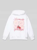 Bluzy dla dziewczynek - Bluza z kapturem z nadrukiem z logo - miniaturka - grafika 1