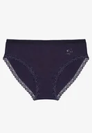 Majtki damskie - Granatowe Bawełniane Majtki Figi Ozdobione Koronką Talirella - Born2be - miniaturka - grafika 1