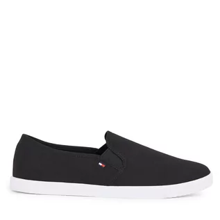 Trampki damskie - Tenisówki Tommy Hilfiger Canvas Slip-On Sneaker FW0FW07806 Black BDS - grafika 1