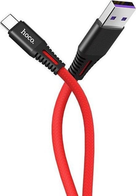 Kabel USB Hoco USB-A - USB-C 1 m Czarno-czerwony