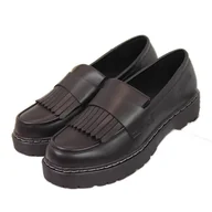 Półbuty damskie - Półbuty damskie na platformie z frędzlami czarne Big Star II274100 - miniaturka - grafika 1