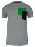 Koszulki męskie - T-shirt, Szary, BAWEŁNA, U-neck, z Kieszonką, Męski, Krótki Rękaw -KINGS - Kings - miniaturka - grafika 1