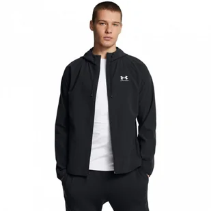 Męska kurtka wiatrówka Under Armour UA Stretch Woven Windbreaker - czarna - Kurtki męskie - miniaturka - grafika 1