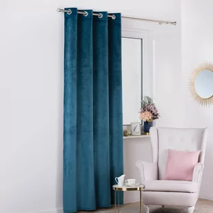 Zasłona z kółkami VELVET 140 x 260 cm morska - Zasłony - miniaturka - grafika 1