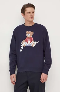 Guess bluza męska kolor granatowy z nadrukiem - Bluzy męskie - miniaturka - grafika 1