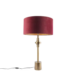 QAZQA Lampa stołowa art deco brąz klosz welurowy czerwony 50cm - Diverso - Lampy stojące - miniaturka - grafika 1