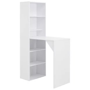 vidaXL Stolik barowy z szafką, biały, 115 x 59 x 200 cm - Ławy i stoliki kawowe - miniaturka - grafika 1