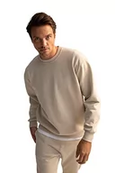 Swetry męskie - DeFacto Sweter z długim rękawem męski - okrągły dekolt bluza męska (beżowy, L), beżowy, L - miniaturka - grafika 1