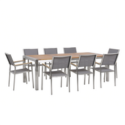 Meble ogrodowe - Beliani Zestaw ogrodowy stół drewniany eukaliptus i 8 krzeseł szarych GROSSETO 215395 - miniaturka - grafika 1