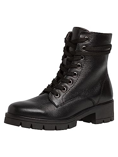 Tamaris COMFORT damskie wysokie kozaki bez obcasa, ze skóry, eleganckie, komfortowe dopasowanie, czarny, 39 EU szeroki