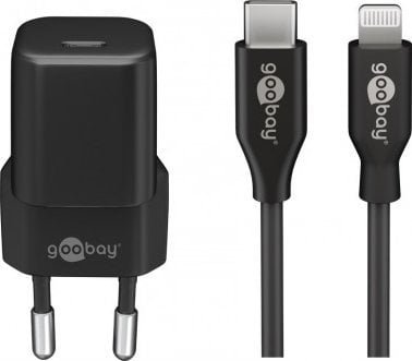 Kabel USB Goobay goobay Apple Lightning / USB-C PD charging set nano 20 watts, charger black, 1 meter cable, PD