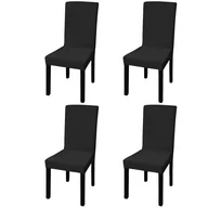 Pokrowce na fotele - vidaXL 130342 Elastyczne pokrowce na krzesło czarne 4 szt. - miniaturka - grafika 1