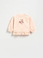 Bluzki dla niemowląt - Reserved - Bawełniana bluza Minnie Mouse - pastelowy róż - miniaturka - grafika 1