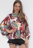 Bluzki damskie - Czerwono-Zielona 3w1 Bluzka Kombinezon i Spodnie z Geometrycznym Wzorem i Szerokimi Nogawkami Madelinn - miniaturka - grafika 1