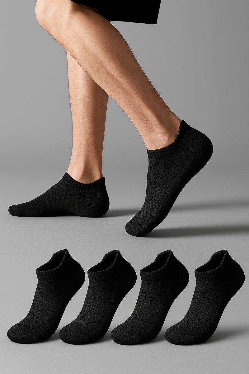 4x męskie stopki skarpetki bawełniane – idealne do sportu! czarne 38-42