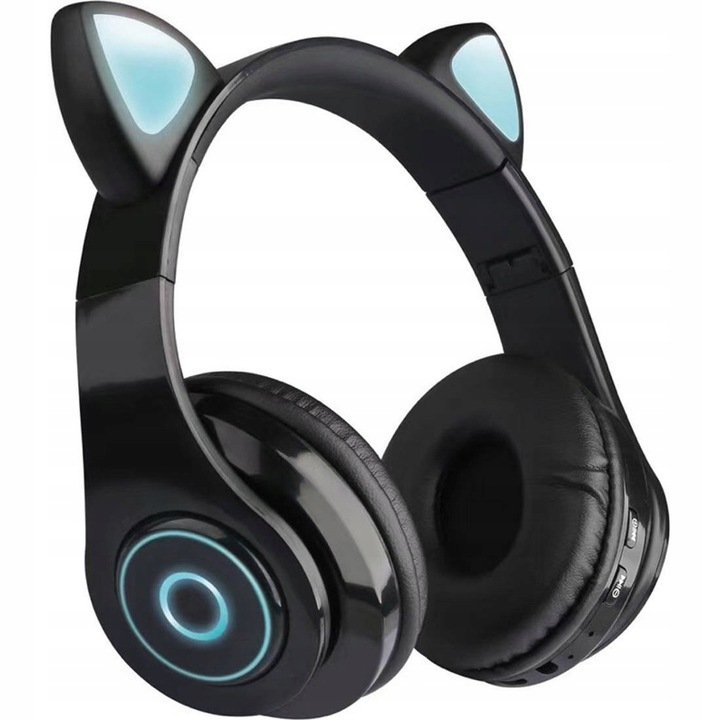 R2invest KOCIE USZY DLA DZIECI LED RGB Czarny