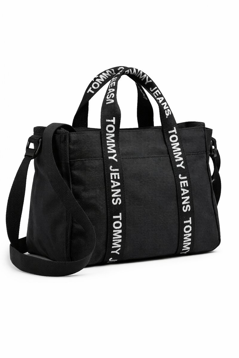 TOMMY JEANS CZARNA TOREBKA MINI SHOPPER Z LOGOWANYMI UCHWYTAMI 1I3A