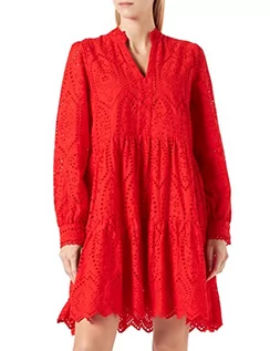 Sukienki - YAS Damska sukienka Yasholi Ls Dress S. Noos, czerwony (Fiery Red), XXL - grafika 1