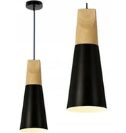 Lampy sufitowe - Lampa Wisząca Sufitowa Czarna Pojedyncza Metalowa Drewniana Loft Scandi B - miniaturka - grafika 1