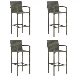vidaXL Lumarko Stołki barowe, 4 szt., szare, rattan PE 313456 - Taborety i hokery - miniaturka - grafika 1