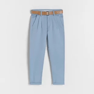 Reserved - Strukturalne spodnie chino z paskiem - Niebieski - Spodnie i spodenki dla chłopców - miniaturka - grafika 1
